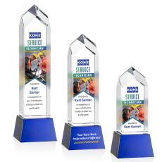 Employee Gifts - Clarington Full Color Blue on Base Obelisk Crystal Award