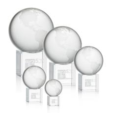 Employee Gifts - Globe Spheres on Cube Crystal Award