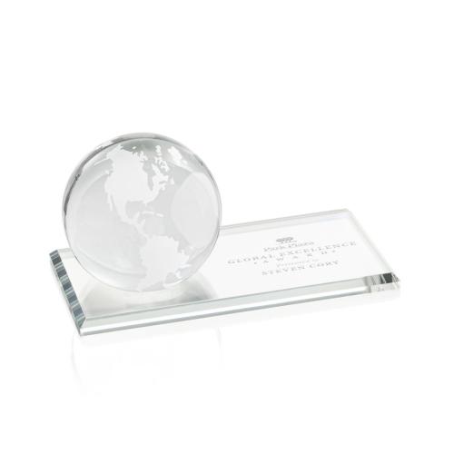 Corporate Awards - Crystal Awards - Globe Awards  - Globe Spheres on Starfire Crystal Award