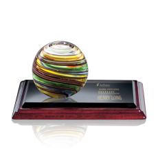 Employee Gifts - Lunar Spheres on Rosewood Base Glass Award