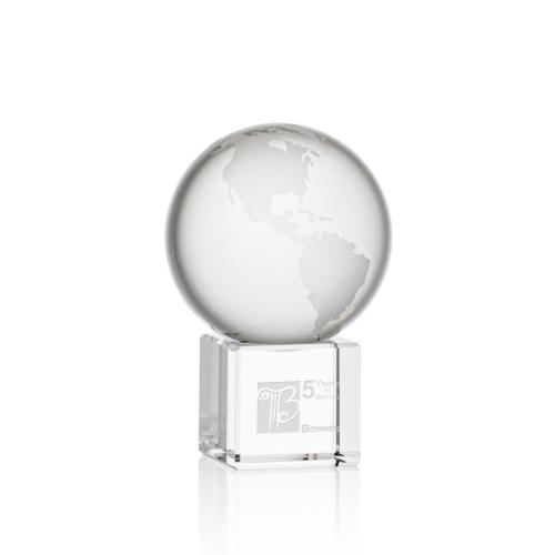 Corporate Awards - Globe Spheres on Cube Crystal Award