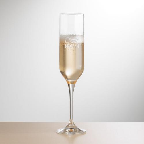 Corporate Gifts, Recognition Gifts and Desk Accessories - Etched Barware - Belmont Flute - Deep Etch