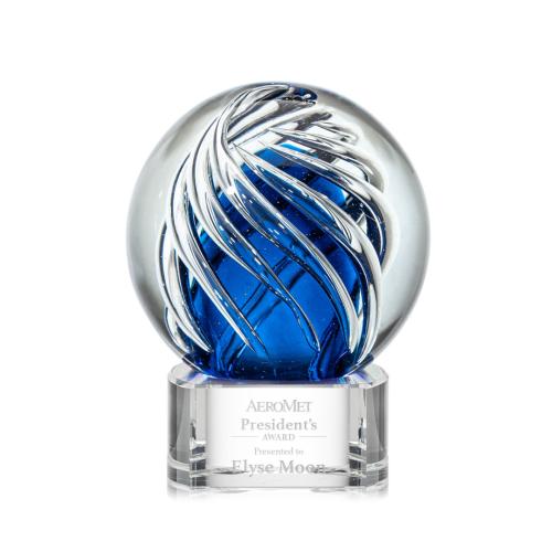 Corporate Awards - Glass Awards - Art Glass Awards - Genista Clear on Paragon Base Spheres Glass Award