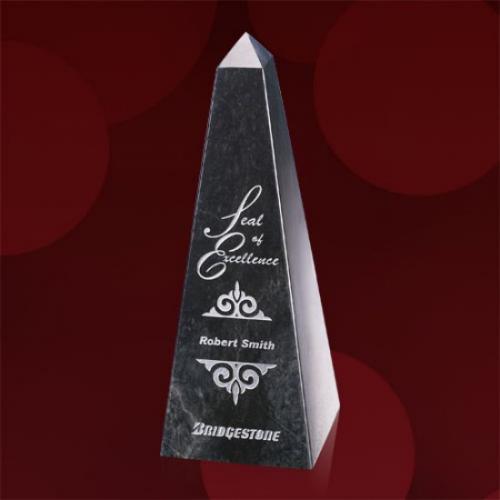 Corporate Awards - Glass Awards - Art Glass Awards - Marble Obelisk - Black