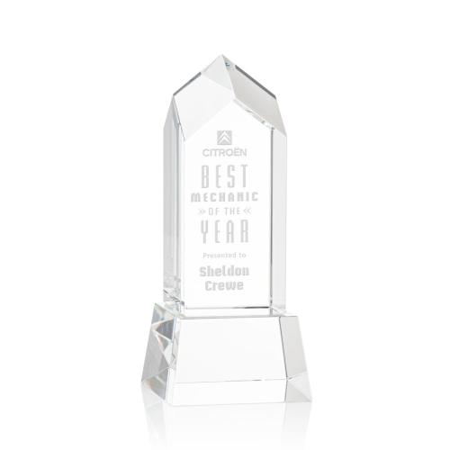 Corporate Awards - Clarington Clear on Base Obelisk Crystal Award