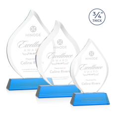 Employee Gifts - Worthington Sky Blue on Newhaven Base Flame Crystal Award