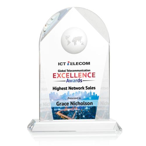 Corporate Awards - Roslin Globe Full Color Crystal Award
