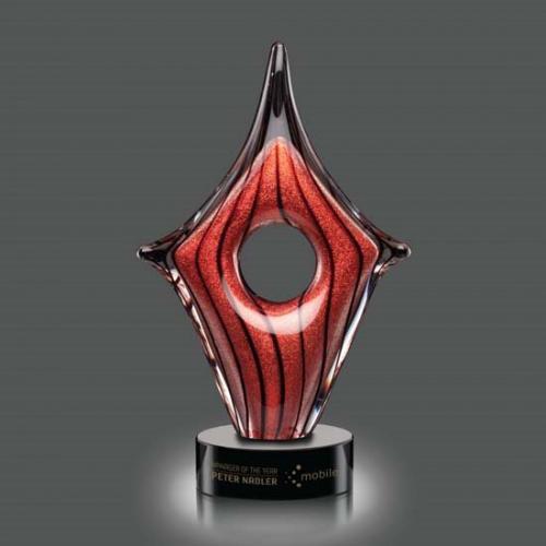 Corporate Awards - Glass Awards - Art Glass Awards - Rialto Award on Black Base
