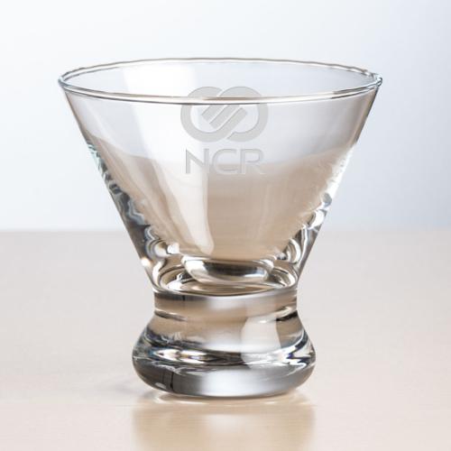 Corporate Recognition Gifts - Etched Barware - Brisbane Stemless Martini - Deep Etch