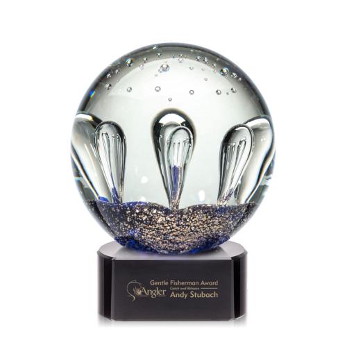 Corporate Awards - Glass Awards - Art Glass Awards - Serendipity Black on Paragon Base Circle Art Glass Award
