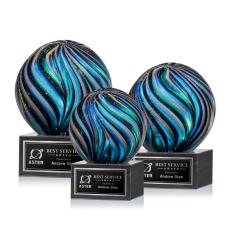 Employee Gifts - Malton Spheres on Square Marble Base Glass Award
