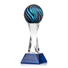 Employee Gifts - Malton Blue on Langport Base Spheres Glass Award