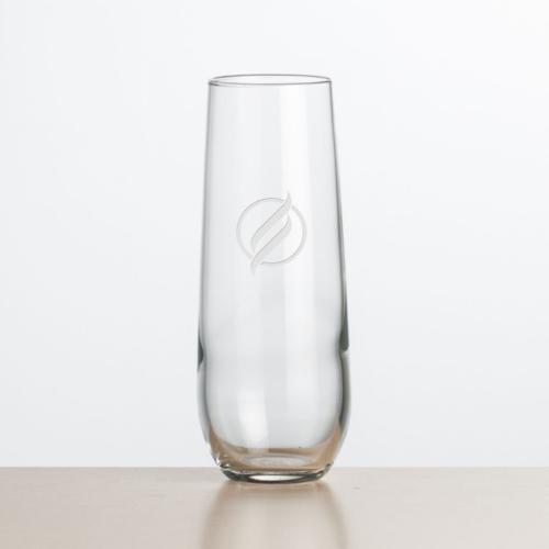 Corporate Recognition Gifts - Etched Barware - Ossington Stemless Flute - Deep Etch