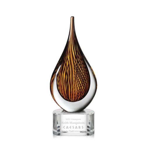 Corporate Awards - Glass Awards - Colored Glass Awards - Barcelo Clear on Paragon Base Art Glass Award