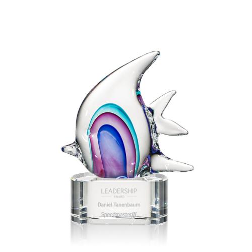 Corporate Awards - Glass Awards - Art Glass Awards - Neptune Fish Animals on Paragon Base Art Glass Award