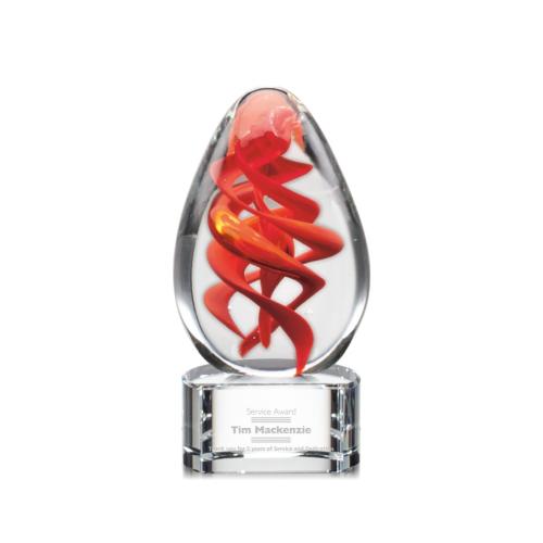 Corporate Awards - Glass Awards - Art Glass Awards - Helix Clear on Paragon Base Circle Art Glass Award