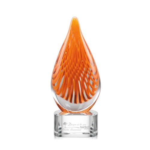 Corporate Awards - Glass Awards - Art Glass Awards - Aventura Clear on Paragon Base Circle Art Glass Award
