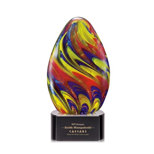 Corporate Awards - Glass Awards - Art Glass Awards - Hibiscus Circle on Paragon Base Art Glass Award