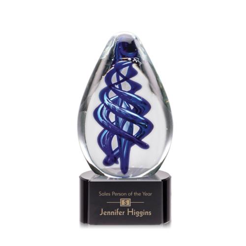 Corporate Awards - Glass Awards - Art Glass Awards - Expedia Black on Paragon Base Circle Art Glass Award