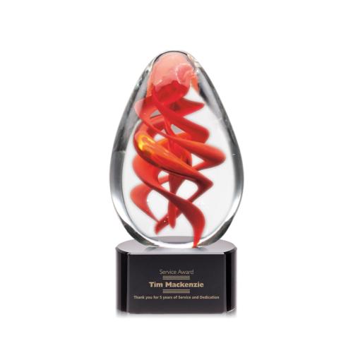 Corporate Awards - Glass Awards - Art Glass Awards - Helix Black on Paragon Base Circle Art Glass Award