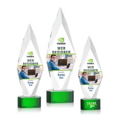 Employee Gifts - Manilow Full Color Green on Paragon Base Diamond Crystal Award