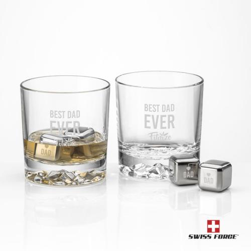Corporate Gifts, Recognition Gifts and Desk Accessories - Etched Barware - Swiss Force® S/S Ice Cubes & 2 Cassidy OTR