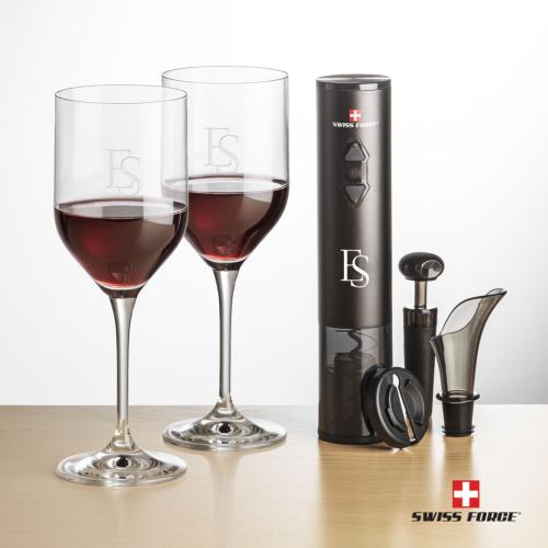 Corporate Gifts, Recognition Gifts and Desk Accessories - Etched Barware - Swiss Force® Opener Set & Belmont Wine
