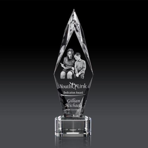 Corporate Awards - Manilow Clear on Paragon Base (3D) Diamond Crystal Award