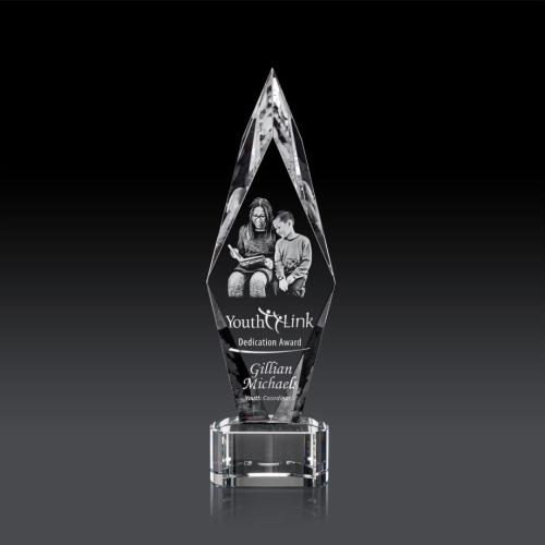 Corporate Awards - Manilow Clear on Paragon Base (3D) Diamond Crystal Award