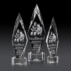 Employee Gifts - Manilow Clear on Paragon Base (3D) Diamond Crystal Award