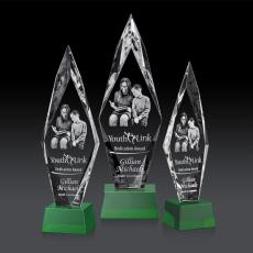 Employee Gifts - Manilow Green on Robson Base (3D) Diamond Crystal Award