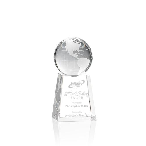 Corporate Awards - Globe Spheres on Tall Base Crystal Award