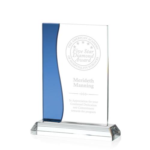 Corporate Awards - Landfield Blue Rectangle Crystal Award