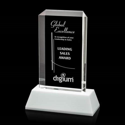 Corporate Awards - Crystal Awards - Crystal Pillar Awards - Carrier White Obelisk Crystal Award