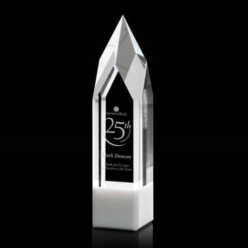 Corporate Awards - Crystal Awards - Crystal Pillar Awards - Coventry White Obelisk Crystal Award