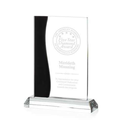 Corporate Awards - Crystal Awards - Landfield Black Rectangle Crystal Award