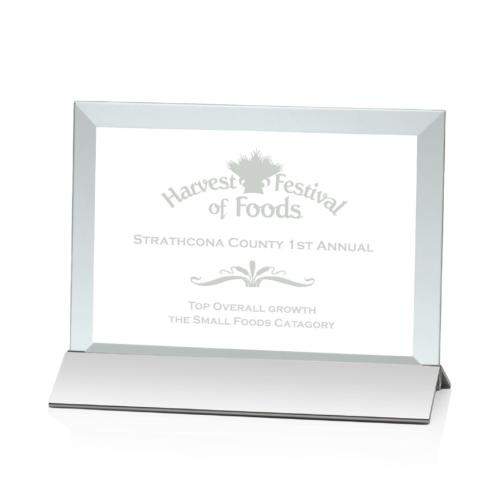 Corporate Awards - Rainsworth Jade/Silver (Horizontal) Rectangle Glass Award