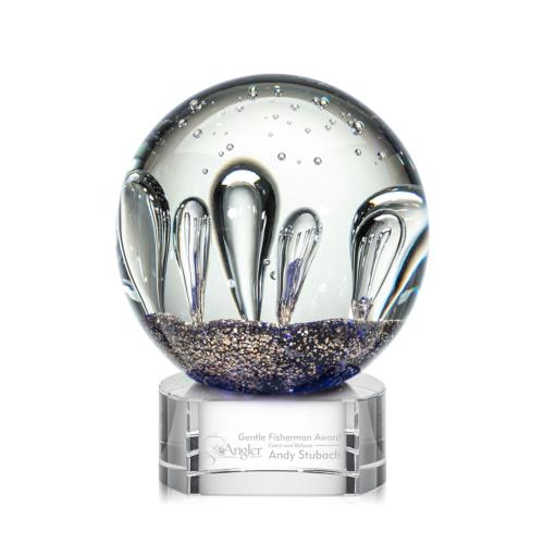 Corporate Awards - Glass Awards - Art Glass Awards - Serendipity Clear on Paragon Base Spheres Glass Award