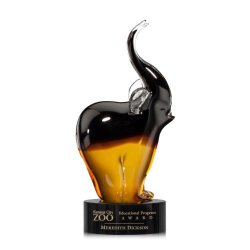 Corporate Awards - Glass Awards - Art Glass Awards - Soho Elephant Animals Glass Award