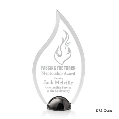 Corporate Awards - Vulcan Hemisphere Laser Engraved Flame Acrylic Award