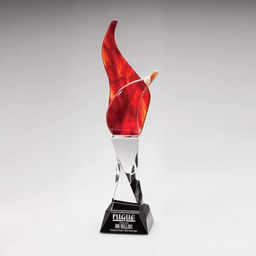 Corporate Awards - Glass Awards - Art Glass Awards - Beacon Flare Flame Glass Award