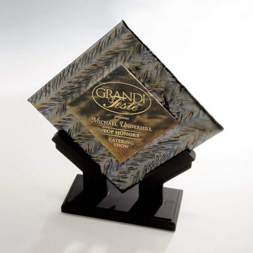 Corporate Awards - Glass Awards - Art Glass Awards - Gold Fusion Diamond Glass Award