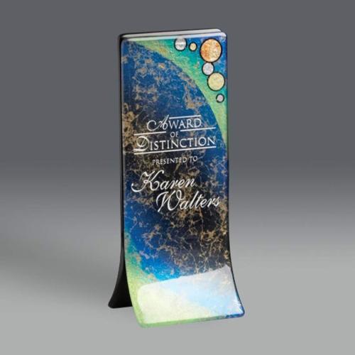 Corporate Awards - Glass Awards - Art Glass Awards - Plume Rectangle Glass Award