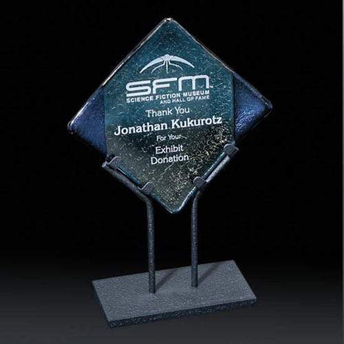 Corporate Awards - Glass Awards - Art Glass Awards - Dark Laticcino Diamond Glass Award