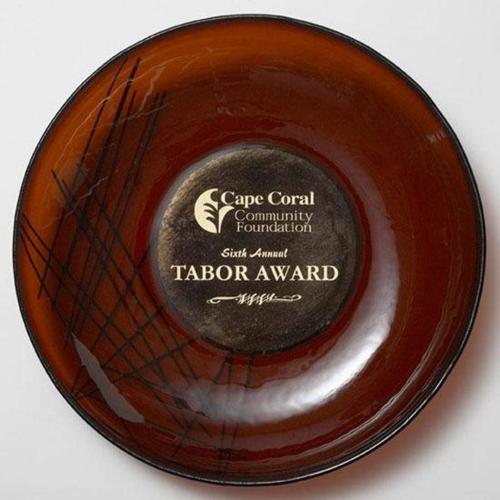 Corporate Awards - Glass Awards - Art Glass Awards - Sapphire Bowl Circle Glass Award