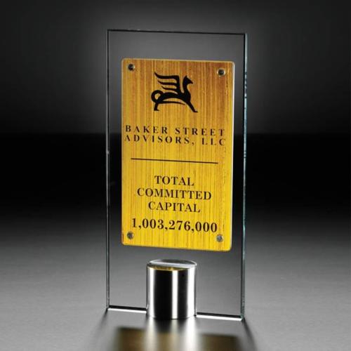 Corporate Awards - Glass Awards - Art Glass Awards - Mondrian Amber Rectangle Glass Award