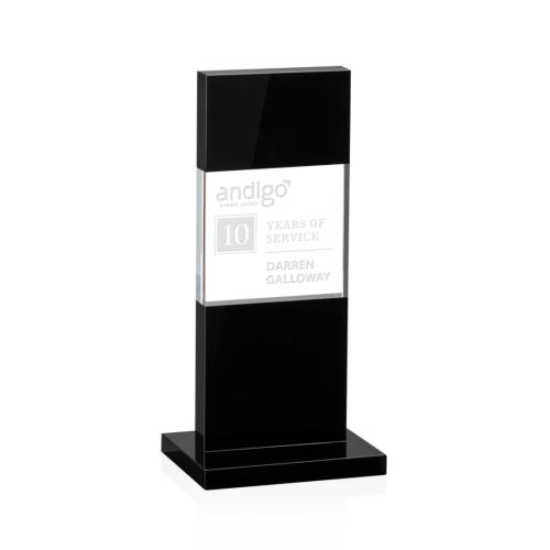 Corporate Awards - Crystal Awards - Crystal Pillar Awards - Basilia Black Obelisk Crystal Award