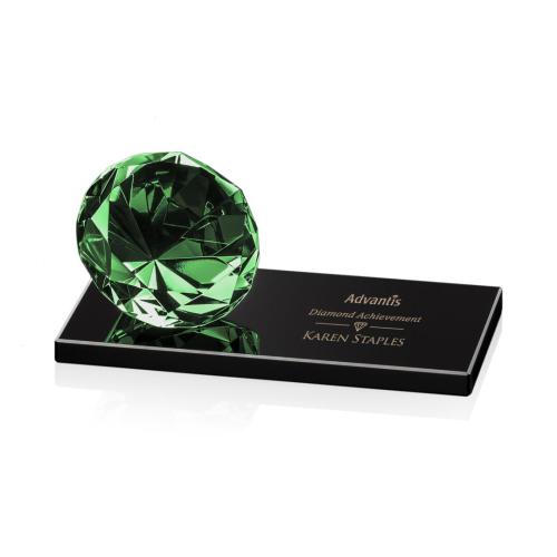 Corporate Awards - Award Shapes - Diamond Awards - Gemstone Emerald on Black Crystal Award