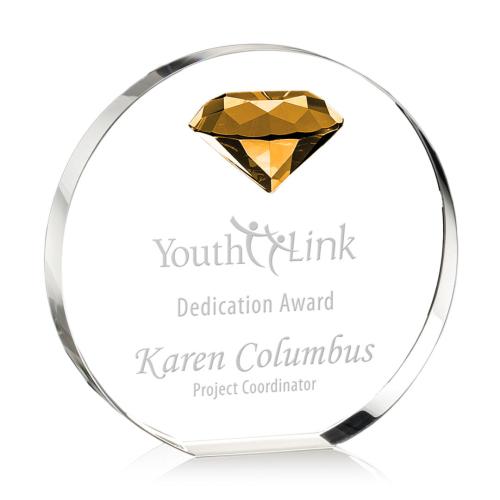 Corporate Awards - Anastasia Gemstone Amber Circle Crystal Award