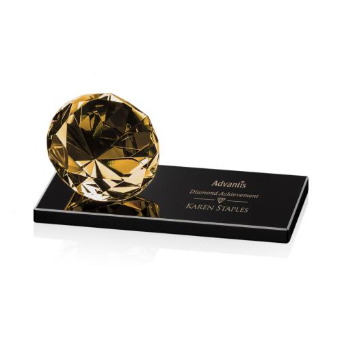 Corporate Awards - Award Shapes - Diamond Awards - Gemstone Amber on Black Crystal Award